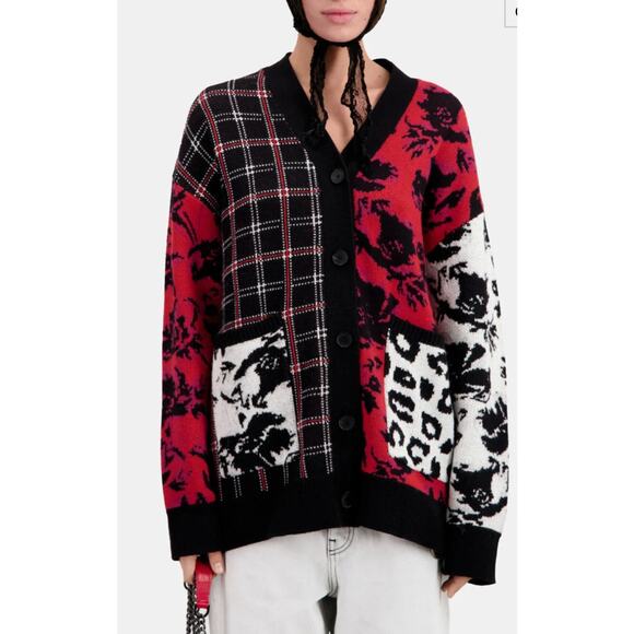 The Kooples Wool-blend Cardigan with Patchwork Relax Fit Women's 1 Small - Picture 1 of 13